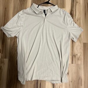 Lululemon Evolution Polo Short Sleeve Cream Striped Golf Shirt